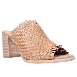 Vegan Leather Woven Mule Heels